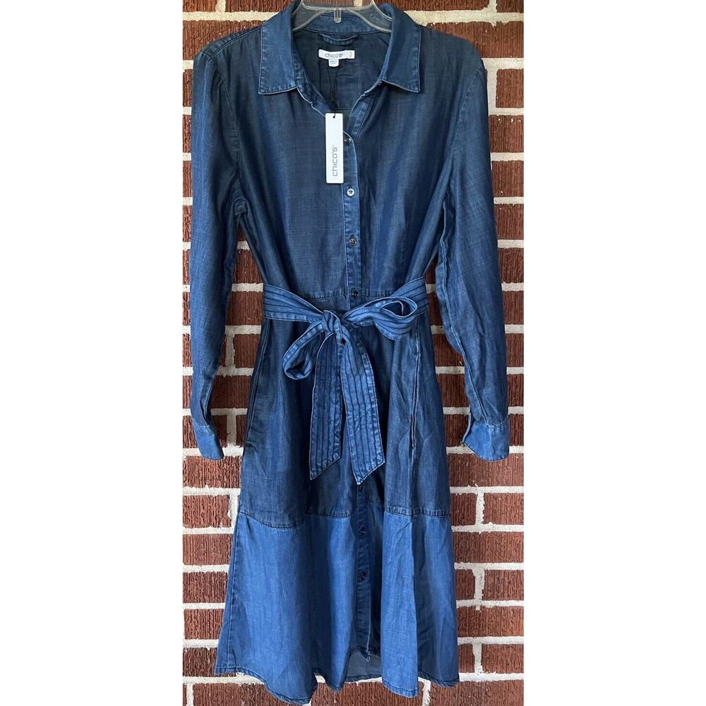 Chico's Blue Denim Shirt Dress